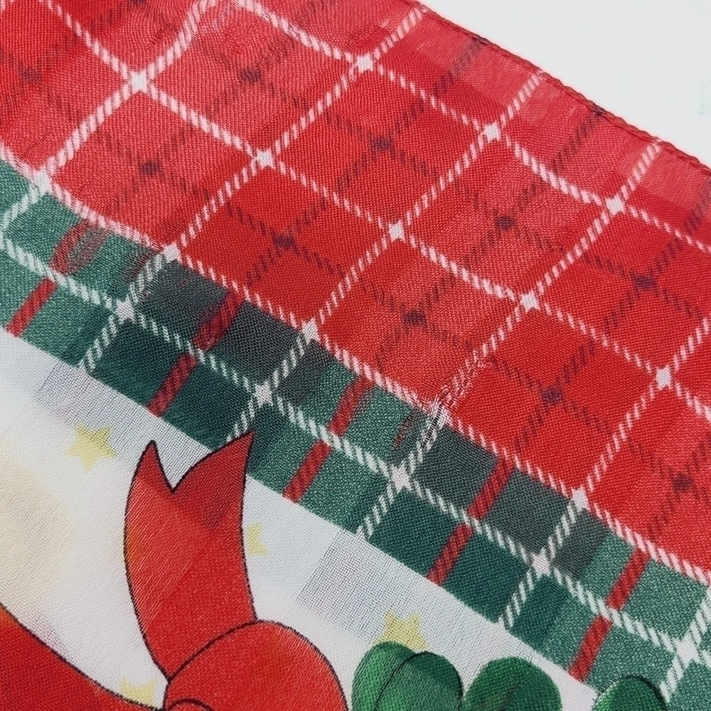 Avon | Vintage White Square Christmas Teddy Themed Scarf/Handkerchief (One Size)